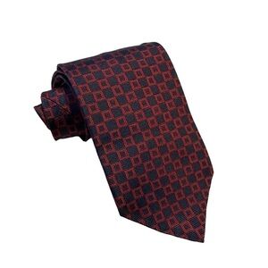 Jack English Richel Repp Tie Navy Red 100% Silk Handmade in Spain 56” x 3.75”